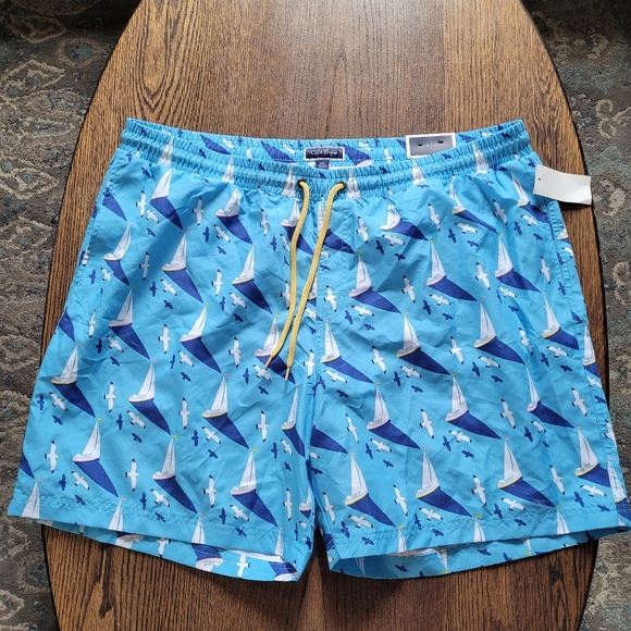 Club Room 7" Quick Dry Sailboat Print Swim Trunks Size Men's XXL NEW with Tags - Picture 2 of 12